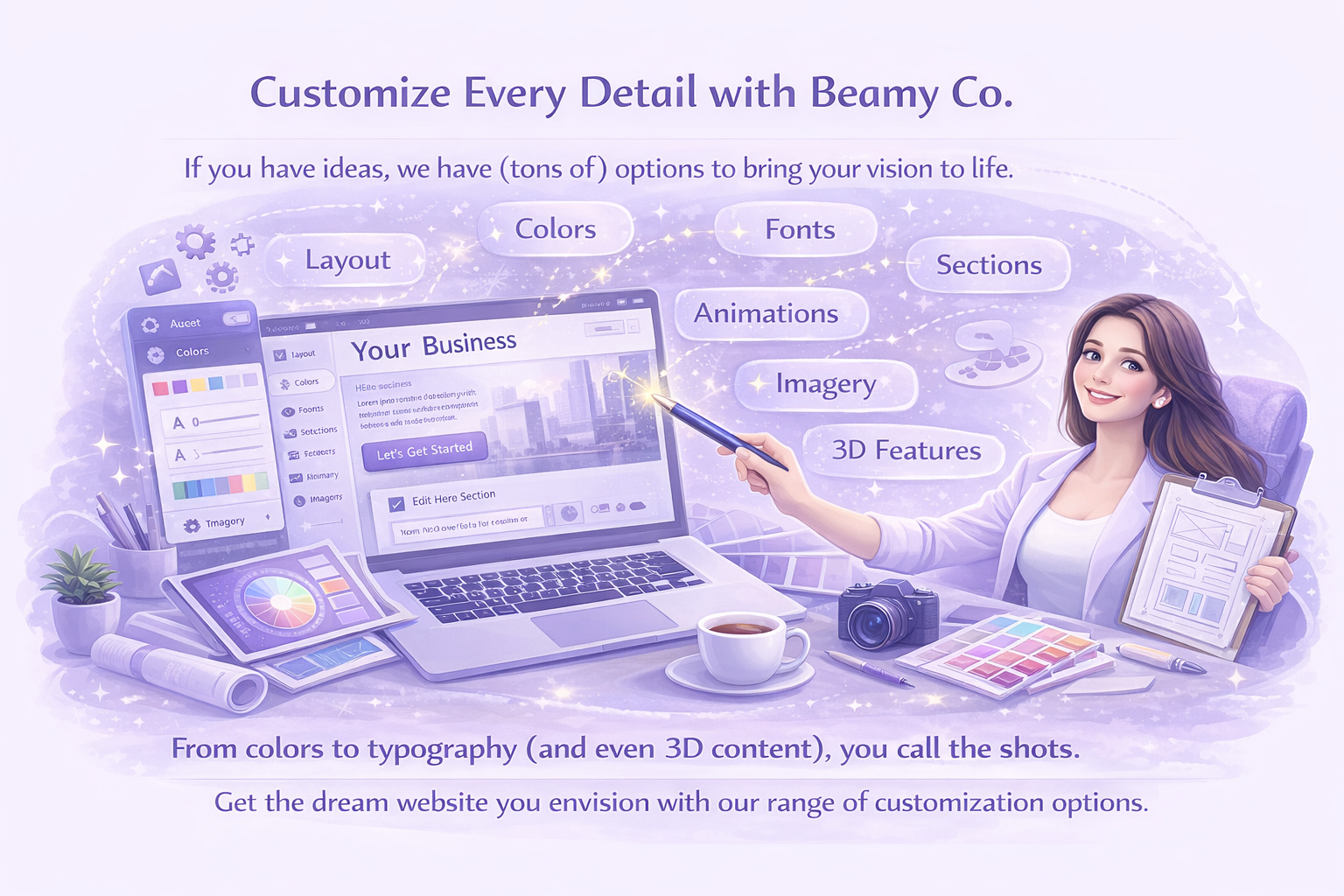 Design yourself with our extensive customization form at registration.